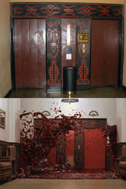 The Ahwahnee Hotel red elevator doors - Shining