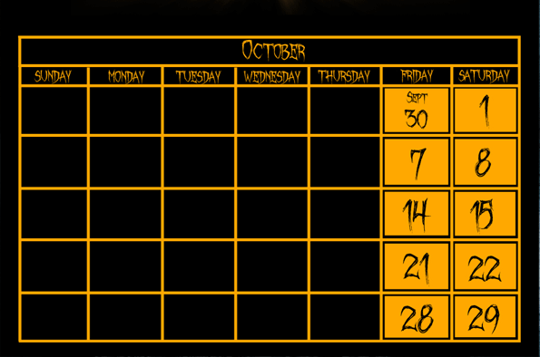 TerroRealm Haunt Schedule