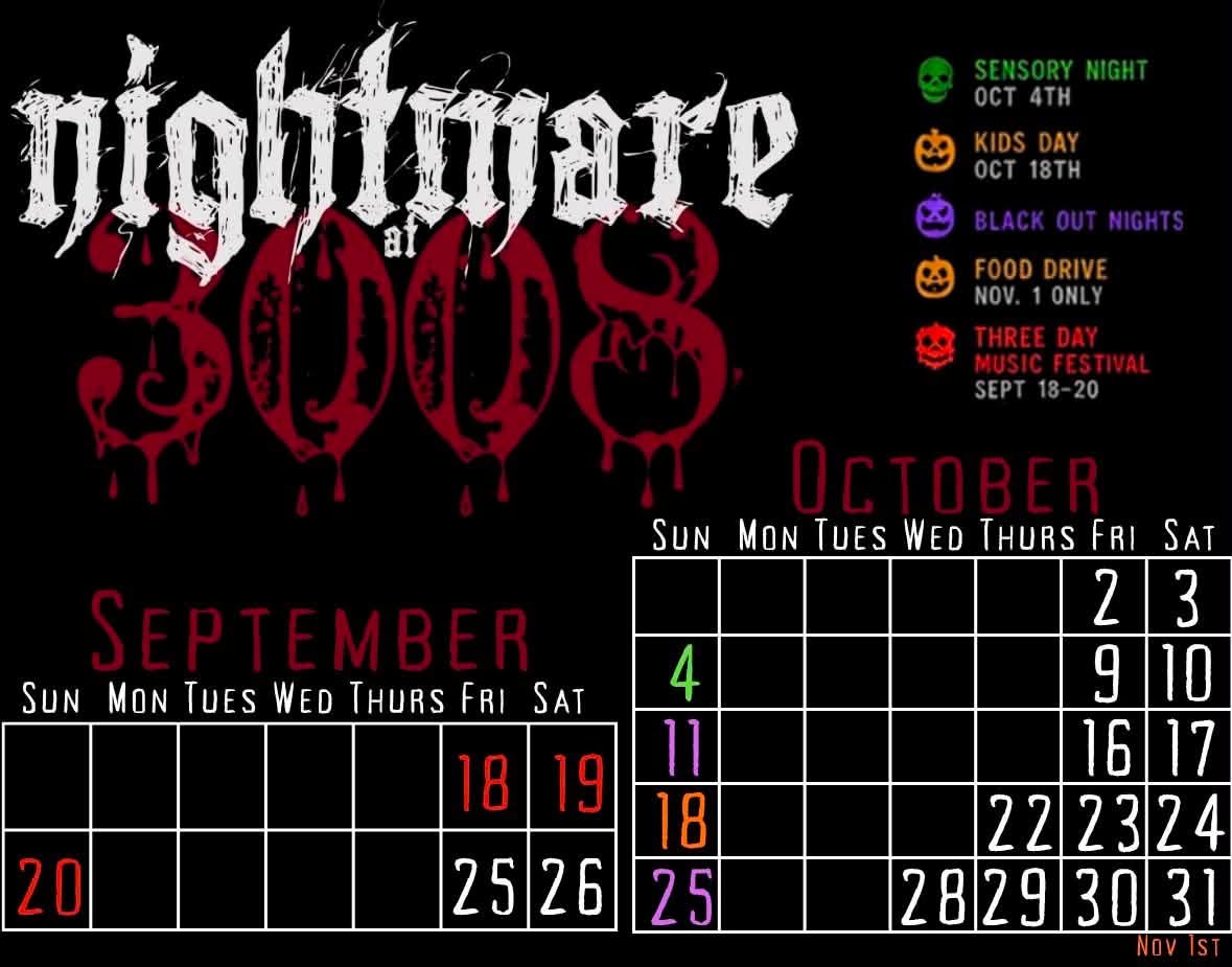 Nightmare 3008 - 2026 Calendar