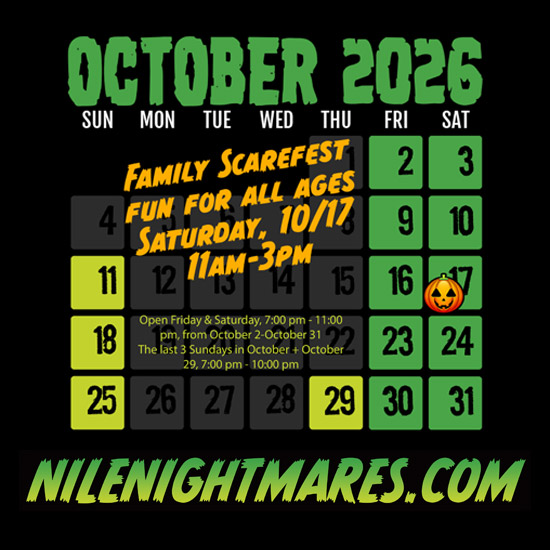 Nile Haunted House 2026 Calendar