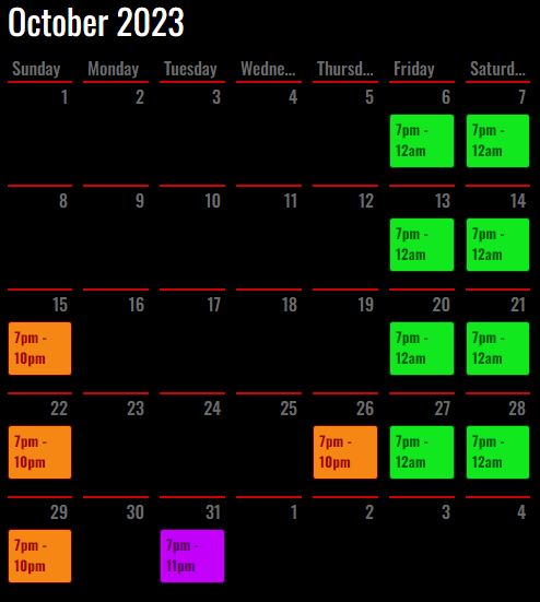 Dark Hour Calendar