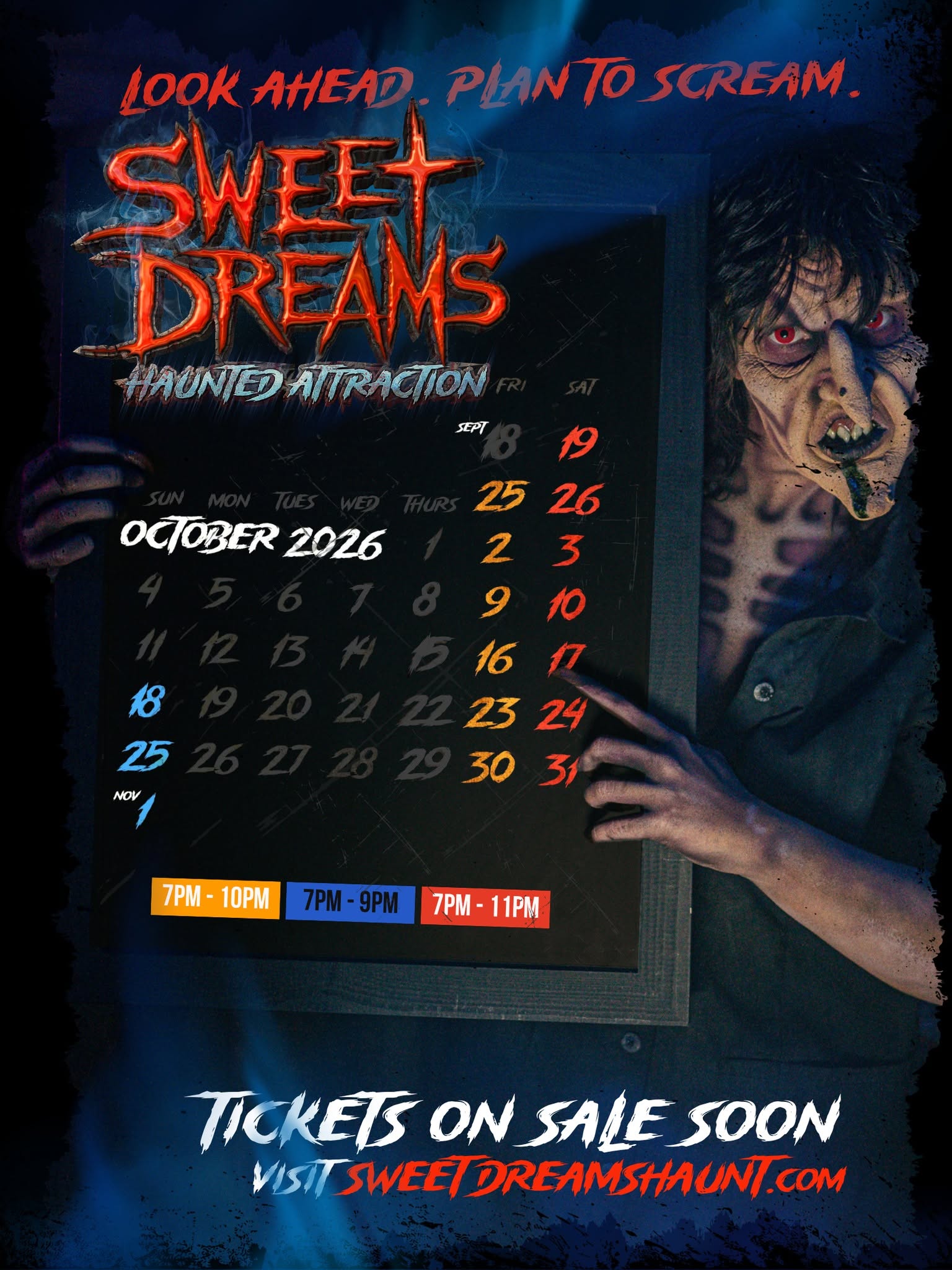 Sweet Dreams Haunted Attraction 2026 Calendar