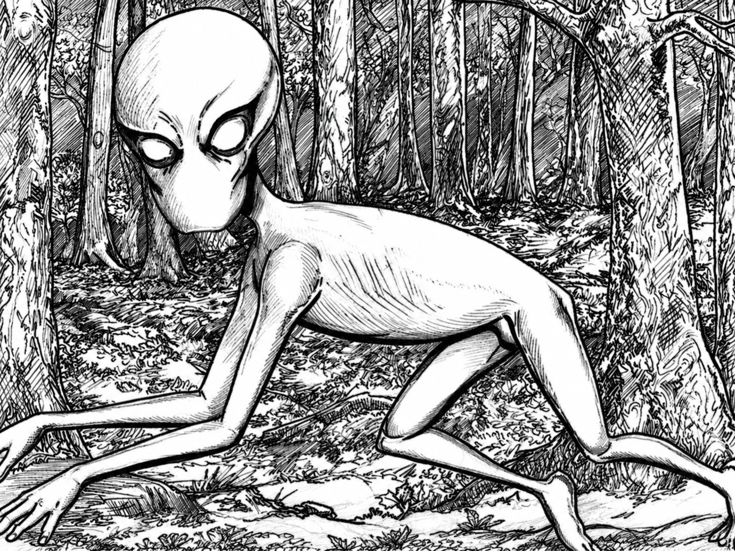 Crawling Alien in a Haunted Forest